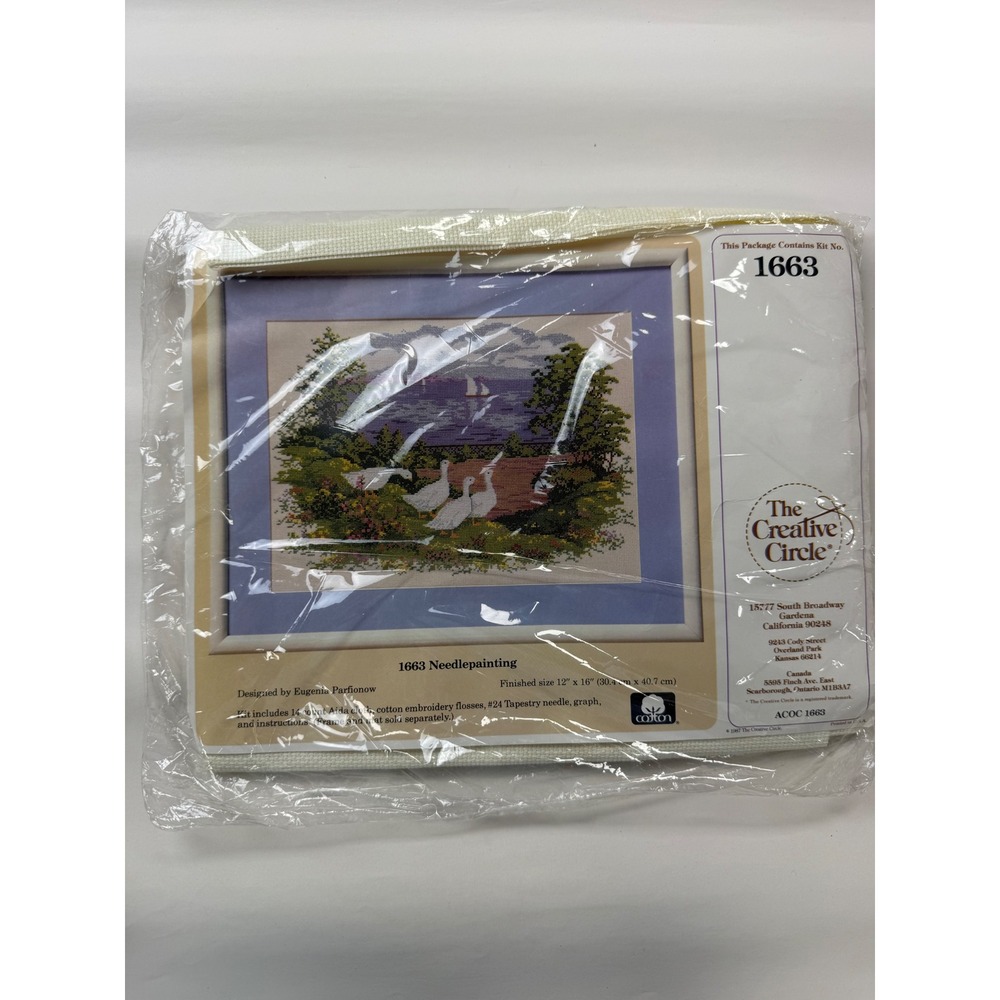 The Creative Circle #1663 Needlepainting cross-stitch kit Geese Sailboat
